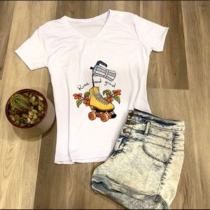 Roller skates derby coffee rise and grind tshirt